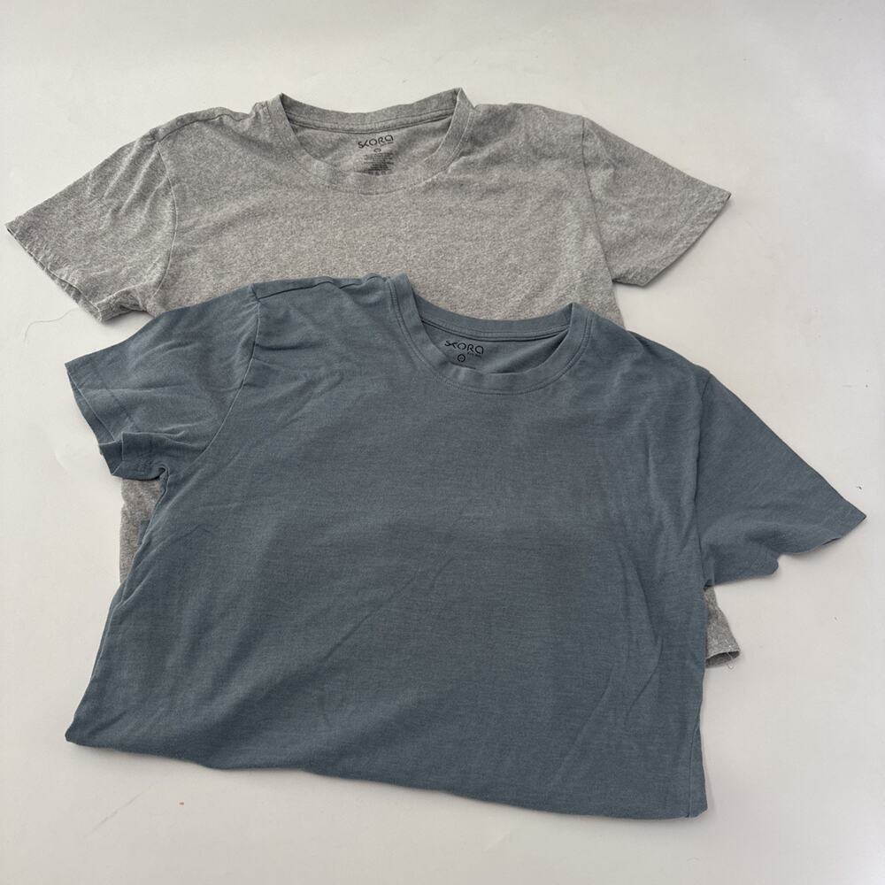 Lot of 2 Skora Run Real Mens T-Shirt Size Medium Gray and Blue Tee